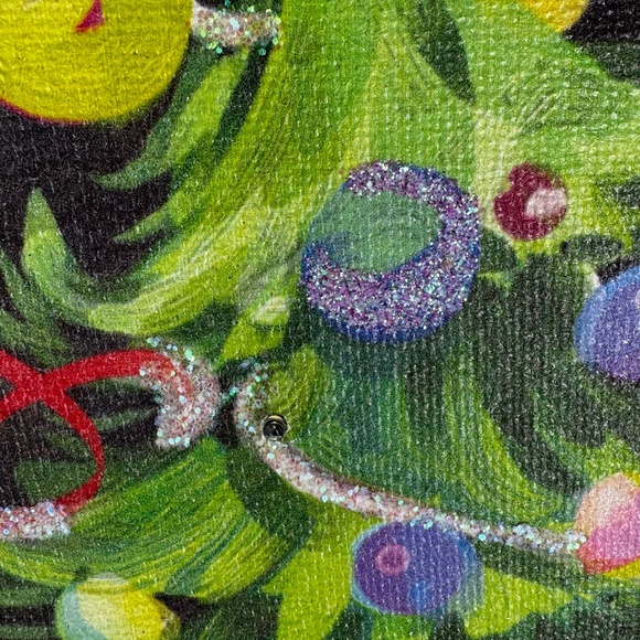 Collectible Rare Pier 1 Imports Christmas Tree Lighted Glitter Canvas Holiday - Picture 3 of 12